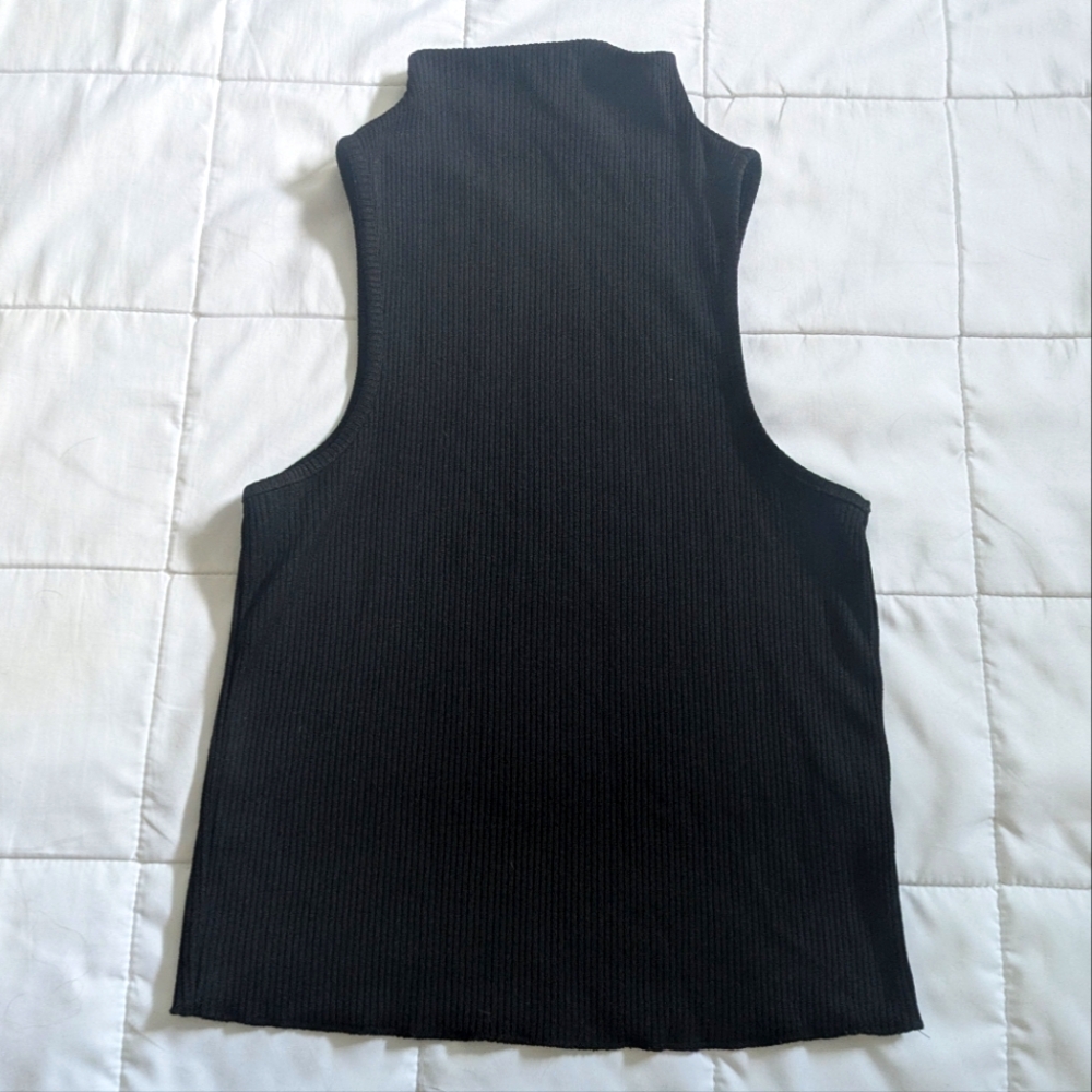 Black Ribbed Topshop Mock neck Sleeveless